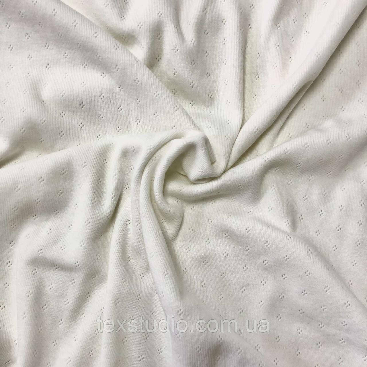 Трикотаж з візеруноком молочний( рукав) ширина 140 см., фото 1