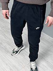Чоловічі спортивні штани Nike теплі спортивні штани Найк зимові на флісі темно-сині, фото 4