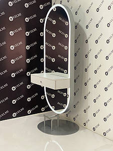 Гримерне дзеркало Silver з підсвічуванням в салон краси робоче місце майстра перукаря з ящичком M740