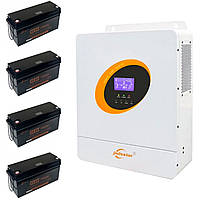 Інвертор для дому 5,5 кВт (Jsdsolar J5500HP-24) з акумуляторами Jsdsolar LiFePO4 24V 100Ah (4 шт загальною потужністю 10240Вт)
