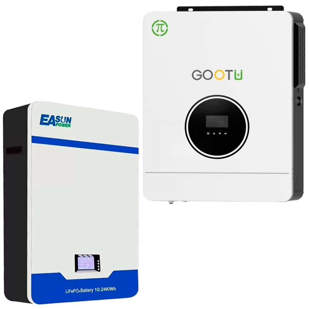 Gootu 10,2 кВт інвертор + акумулятор LiFePO4 48V/200Ah 10.2кВт*год Easun комплект резервного живлення