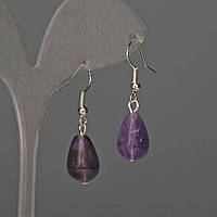 Сережки Аметист крапля 10х15мм+- L-35мм+- купити біжутерію дешево оптом в інтернеті