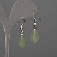 Сережки Нефрит крапля 10х15мм+- L-35мм+- купити біжутерію оптом в інтернеті