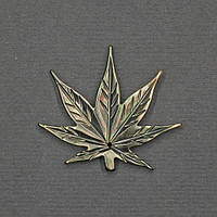 Підвіска кулон Листя з зеленим перламутром 26х30х2мм+- золотистий метал купити біжутерію гуртом