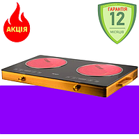 Інфрачервона електрична плита сенсорна на 2 конфорки RAF 4800 Вт потужна побутова електроплита для дому