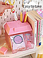 Органайзер на стіл канцелярський 3 відділення «Будиночок Рожевий» 15,5х10,3х14,7см, фото 4