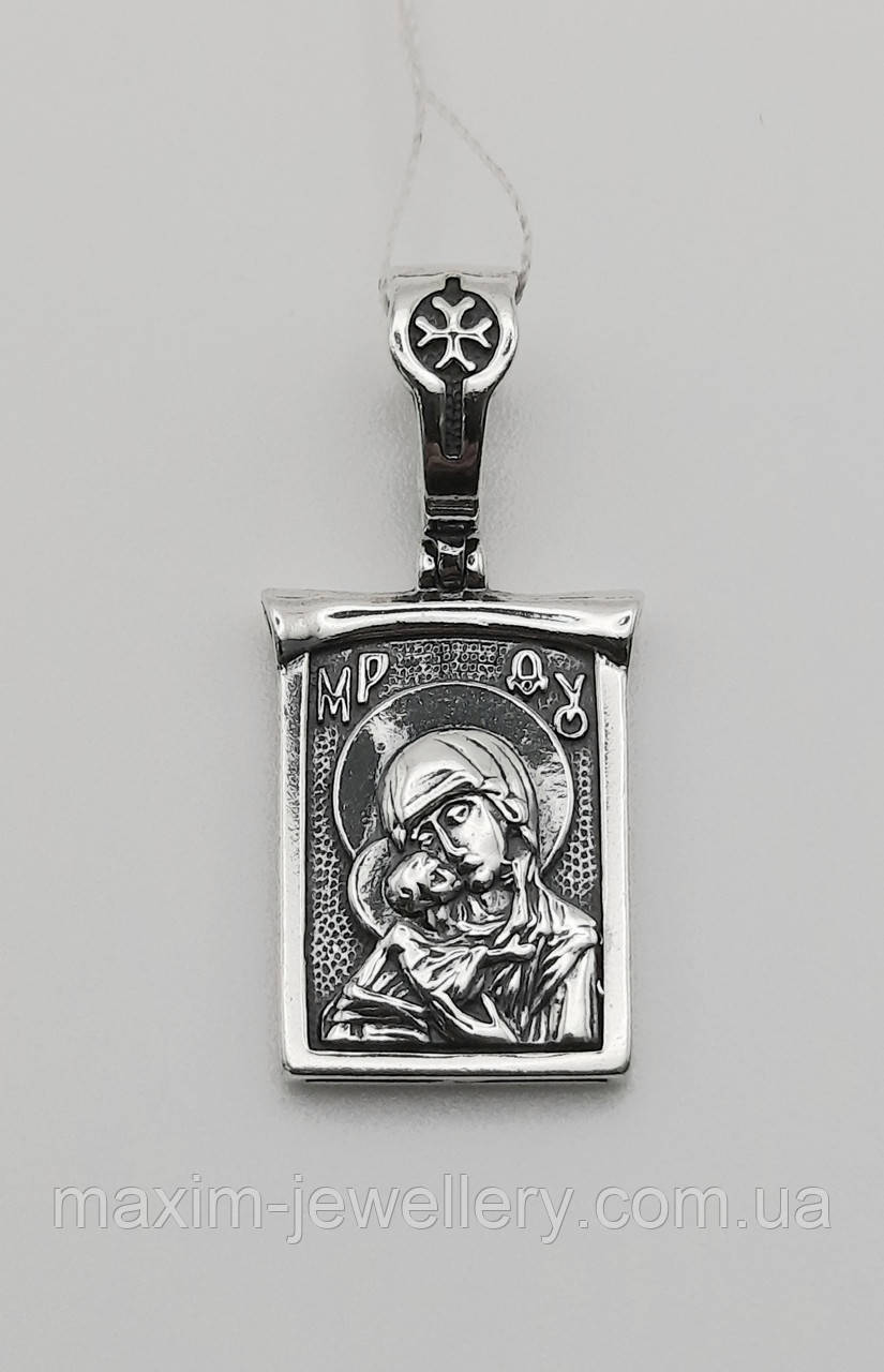 Підвіска "Божа Мати з немовлям" зі срібла, фото 1