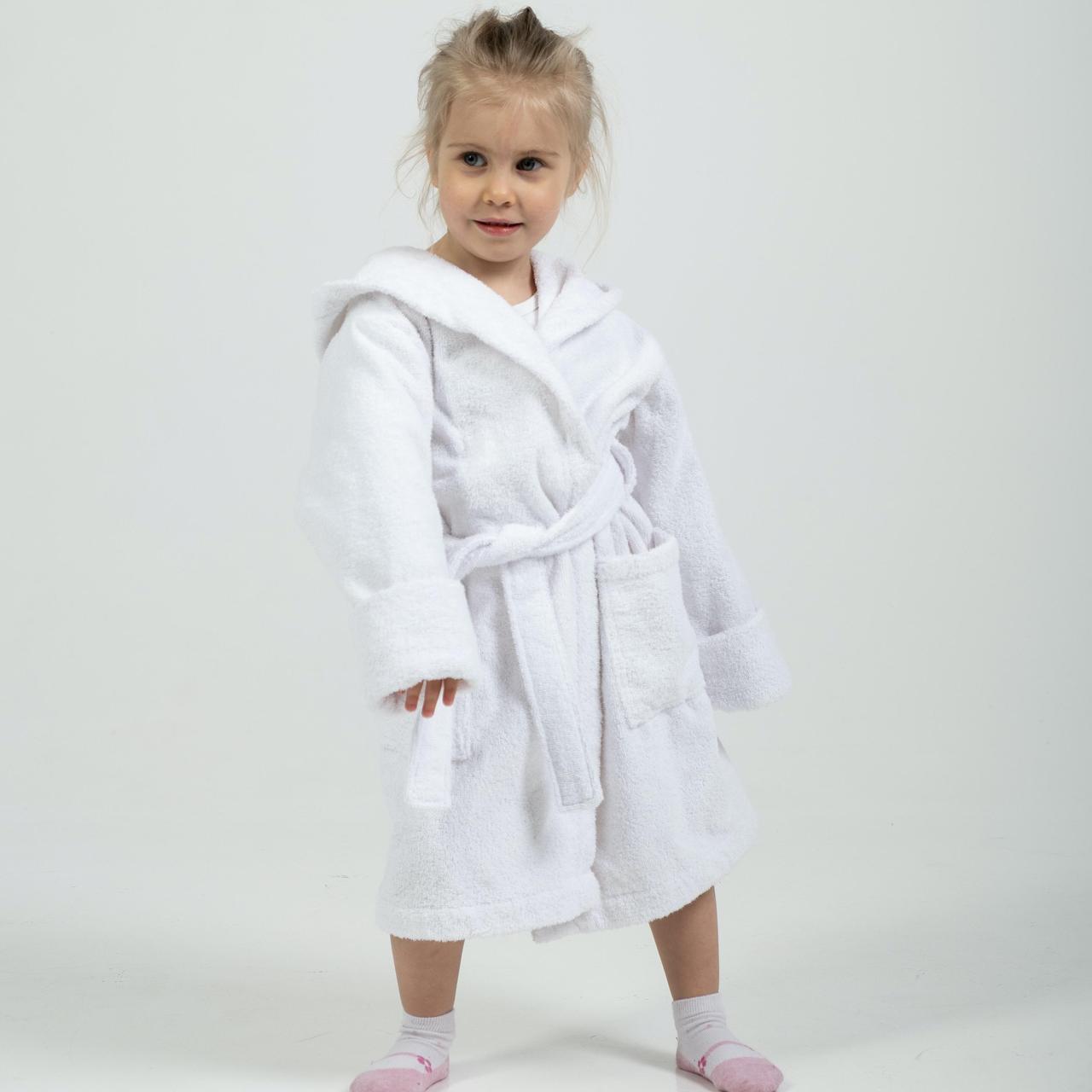 Махровий дитячий халат LeLIT White Robe з капюшоном 116-122 см, фото 1