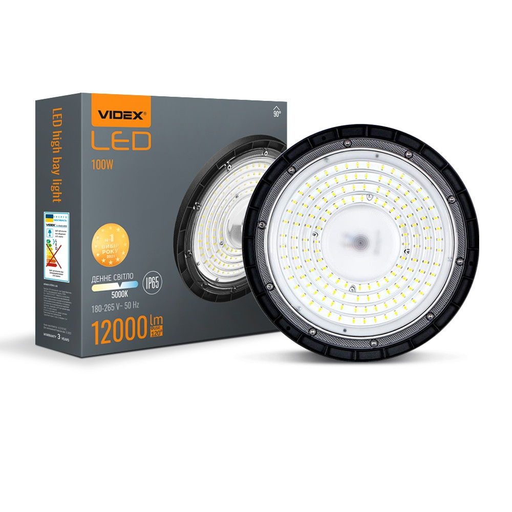 LED світильник висотний ХайБей VIDEX |100W, 5000K, 12000Lm, 220V| Чорний VL-HBe03-1005B