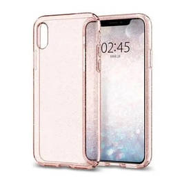 Силіконовий чохол для iPhone XS/X - Glitter з блискітками, Рожевий