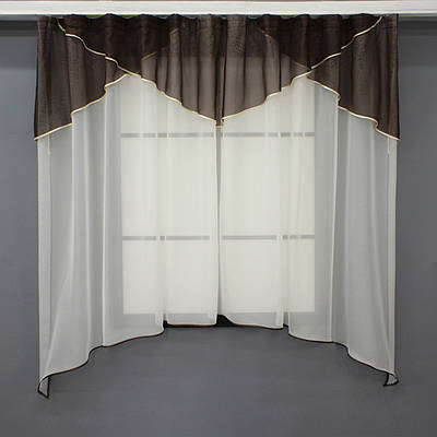 Кухонний комплект (270х170см.), тюль арка з ламбрекеном. Колір венге з молочним. Код 025к 52-1025