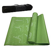 Фітнес-килимок з чохлом Yoga Mat PVC 1,73мх0,61мх6 мм для фітнесу, йоги, тренувань (MS1845)
