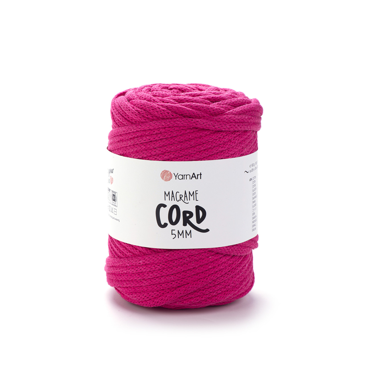 Пряжа Yarnart Macrame Cord 5 мм № 771 малина (Пряжа напівбавовна, нитки для в'язання), фото 1