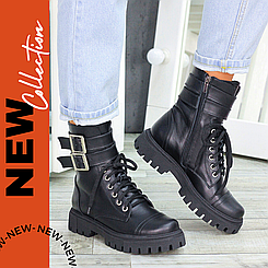 Черевики демісезонні чоботи жіночі шкіряні берци чорні, жіночі демісезонні чоботи черевики від виробника