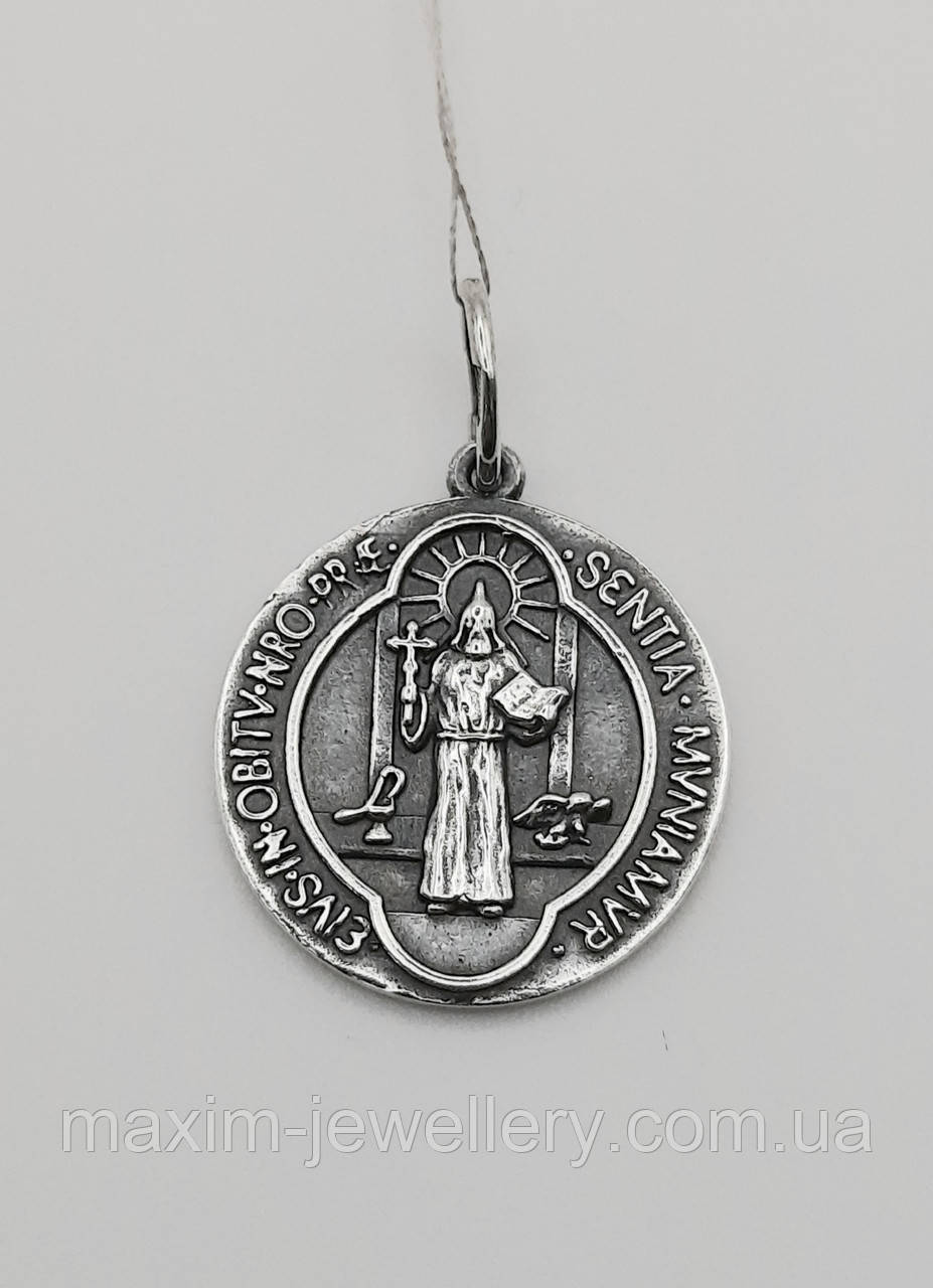 Підвіска "Святий Бенедикт" зі срібла, фото 1