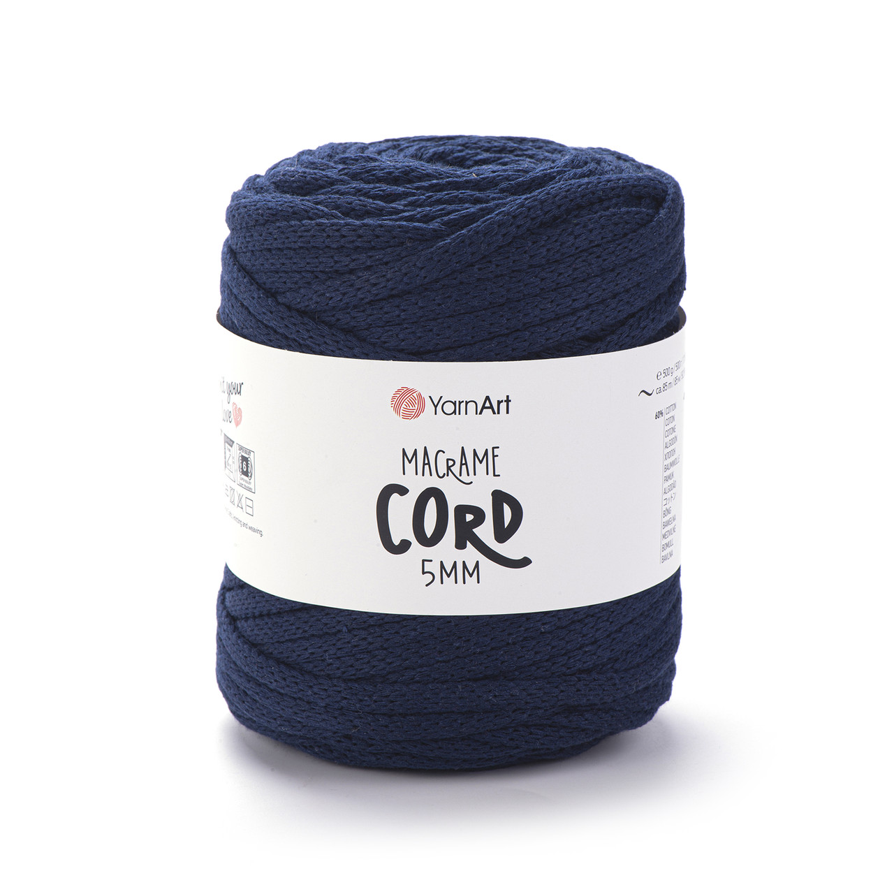 Пряжа Yarnart Macrame Cord 5 мм № 784 синій (Пряжа напівбавовна, нитки для в'язання), фото 1