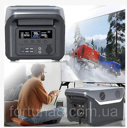 Портативна зарядка станція Sine Power 1000W 25.6 V30 A з чистою синусоїдою , ліхтариком і бездротовою зарядкою., фото 1
