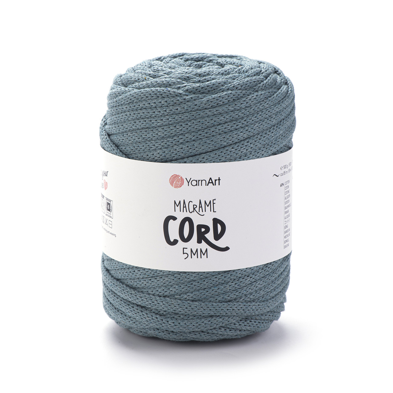 Пряжа Yarnart Macrame Cord 5 мм № 795 джинс (Пряжа напівбавовна, нитки для в'язання), фото 1