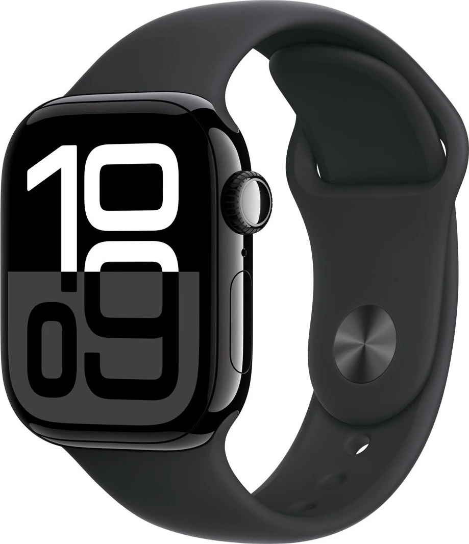 Apple Watch Series 10 GPS 42mm Jet Black Aluminum Case with Black Sport Band M/L MWWF3