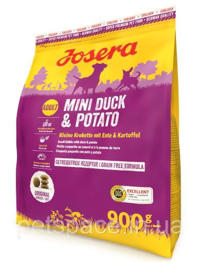 Корм Josera Mini Duck & Potato (Йозера Міні для дрібних порід собак з качкою та картоплею) 900г, фото 1