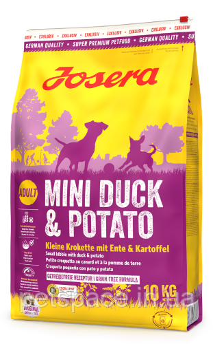 Корм Josera Mini Duck&Potato (Йозера Міні для дрібних порід качка картоп) 10кг+БЕЗКОШТОВНА ДОСТАВКА!