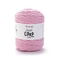 Yarnart MACRAME CORD 5 мм (Макраме Корд 5 мм) № 762 світло рожевий (Пряжа напівбавовна, нитки для в'язання)