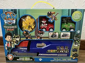Дитячий ігровий набір Paw patrol mission paw трейлер щенячий патруль із машинками Комплект машинок