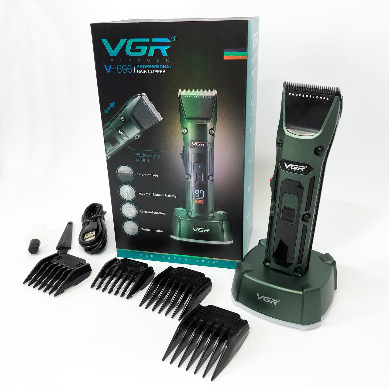 Багатофункціональна акумуляторна машинка для стрижки VGR V-696, Машинка для стрижки QD-374 волосся бездротова