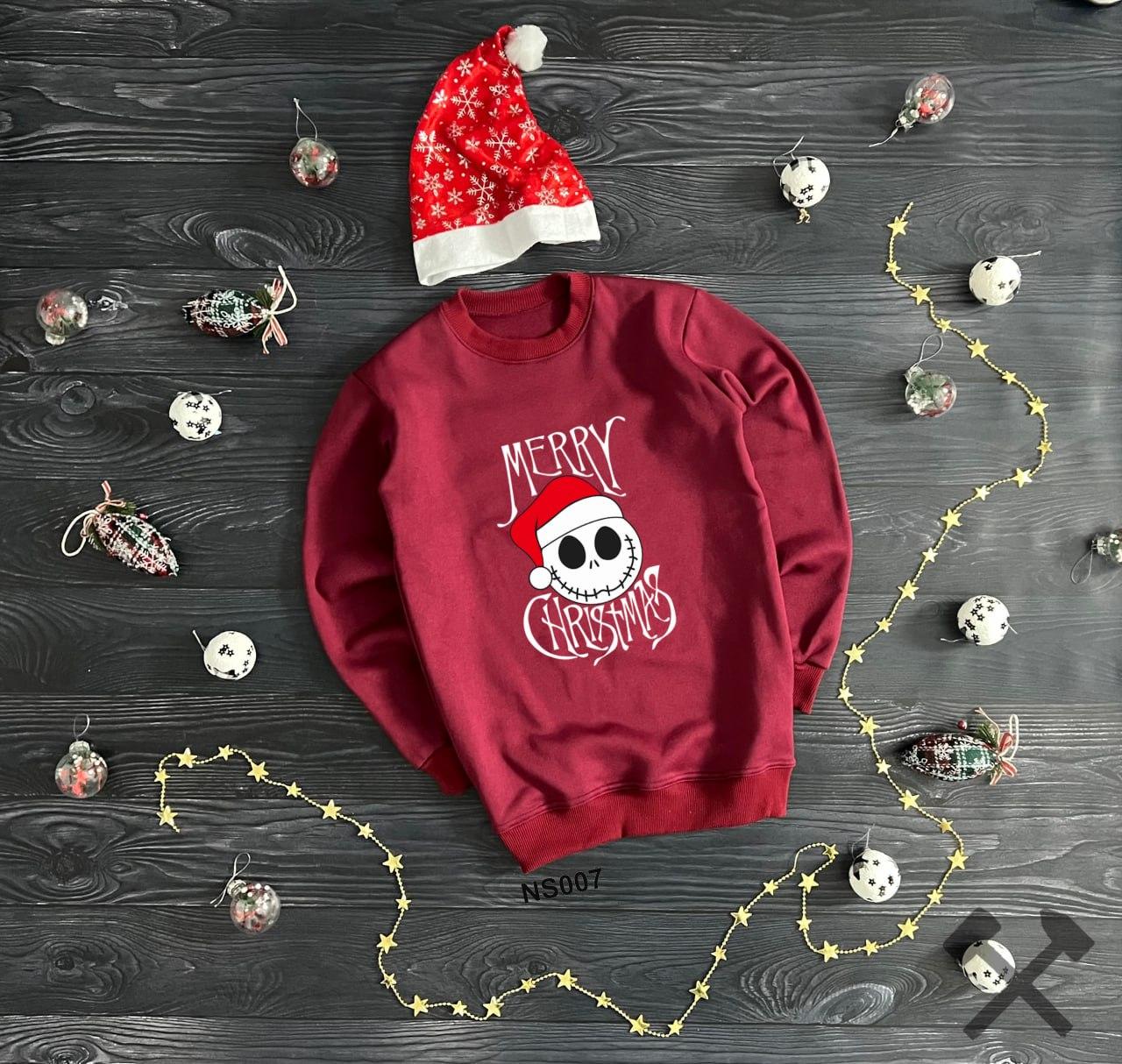 Світшот новорічний зимовий утеплений флісом кофта чоловіча жіноча Сhristmas червона