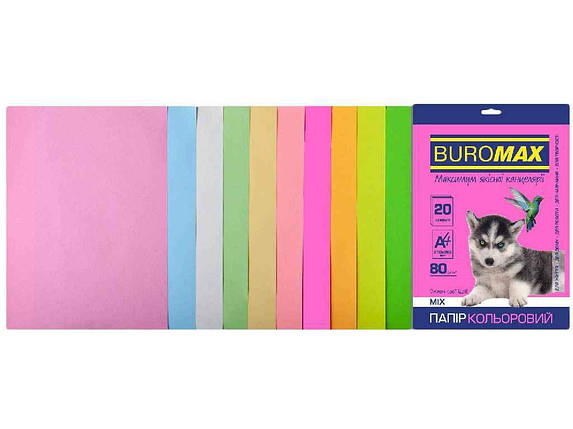 Набір кол.паперу PASTELNEON, 10 кол., 20 арк., А4, BM.2721720-99 ТМ BUROMAX FG, фото 1