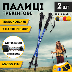 Палиці для скандинавської ходьби, Трекінгові палиці для гір походу, Туристичні палиці Hechpro сині 3924-1