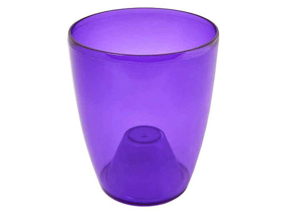 Вазон пластиковий для квітів Орхідея 1л 12*14 (фіолетовий прозорий) ТМ АЛЕАНА, фото 1