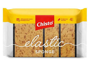 Губка кухонна для посуду 4шт Elastic sponge ТМ Chisto FG