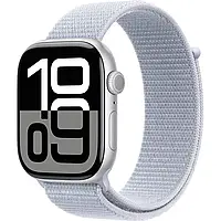 Apple Watch Series 10 GPS 46mm Silver Aluminum Case with Blue Cloud Sport Loop MWWN3