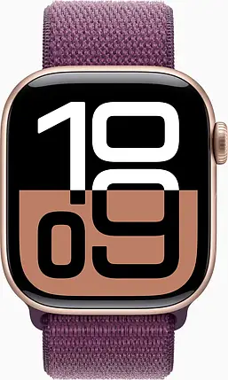Apple Watch Series 10 GPS 42mm Rose Gold Aluminum Case with Plum Sport Loop MWWK3, фото 3
