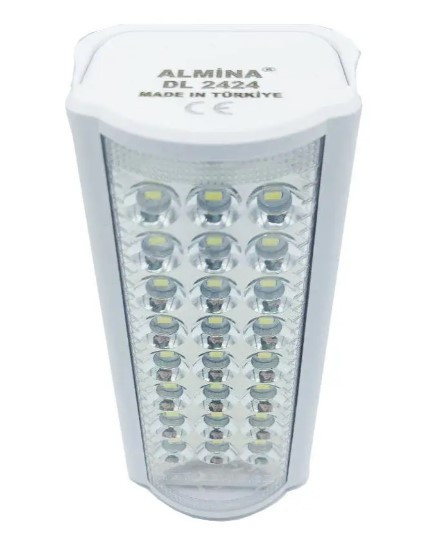 Ручний переносний ліхтар на акумуляторі USB ліхтар ALMINA DL-2424, 24 LED з павербанком білий