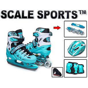 Багатофункціональний комплект ролики-ковзани 2в1 Scale Sports Mint 53681290 із захистом та шоломом розмір 29-33, фото 1