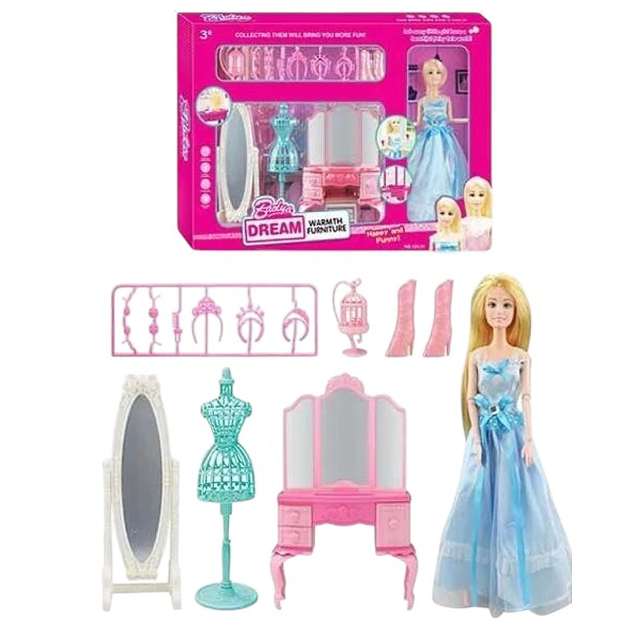 Ляльковий набір (лялька, вихованець, дзеркало, манекен, аксесуари) 131-31, фото 1