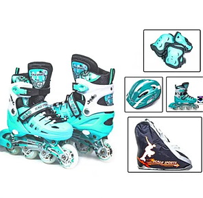 Багатофункціональний комплект ролики-ковзани 2в1 Scale Sports Mint 53681290 із захистом та шоломом розмір 29-33, фото 4