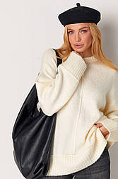 Теплий светр однотонний подовжений по низу в фасоні оверсайз (р. 42-46) 14043416