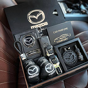Набір з логотипом Mazda в подарунковій дерев'яній коробці з темного дерева