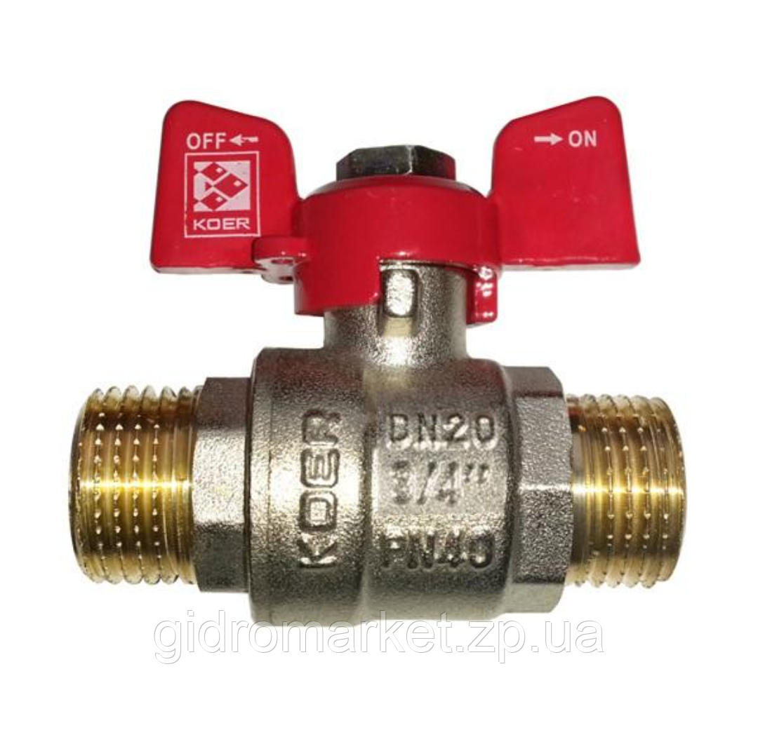 Кран кульовий KOER 3/4" ШШБ (KR.219) червоний (KR0158), фото 1
