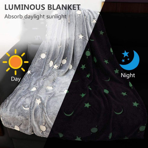 Покривало що світиться в темряві Blanket kids Magic Star 150х100 см, Зірки що світяться SB-142 в темряві