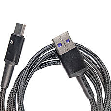 Кабель USB - Type-C USLION P01D6 7A 1м LED чорний, фото 4
