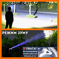 Налобний ліхтар з флуоресцентним розфарбуванням зумом BL-T203 акумуляторний ліхтарик регульований нахил, фото 5
