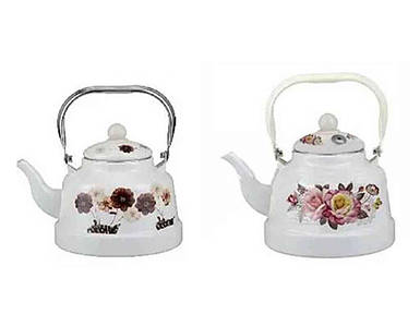 Чайник для плити 1,1л зі свістком емальований Квіти молочний EB-3354 ТМ EDENBERG FG