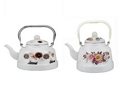 Чайник для плити 1,7л зі свістком емальований Квіти молочний EB-3355 ТМ EDENBERG FG