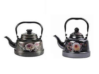 Чайник для плити 1,1л зі свістком емальований Квіти чорний EB-3354 ТМ EDENBERG FG