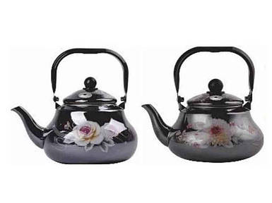 Чайник для плити 1,5л зі свістком емальований Квіти чорний EB-3351 ТМ EDENBERG FG