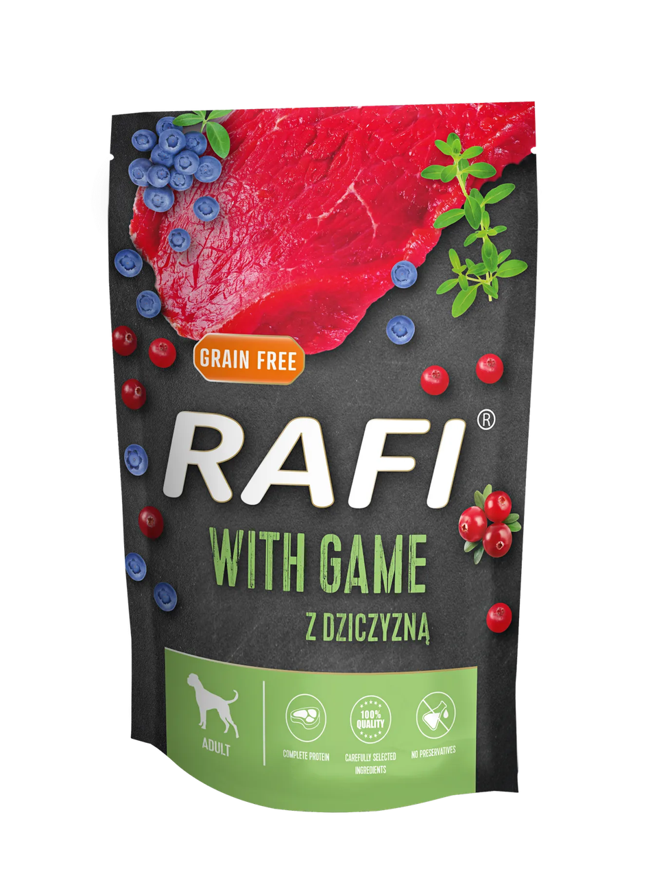 Вологий корм для дорослих собак Dolina Noteci RAFI пауч з дичиною, 500 г